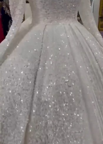 Uzun Kollu V Yaka Prenses Gelinlik - Görsel 5