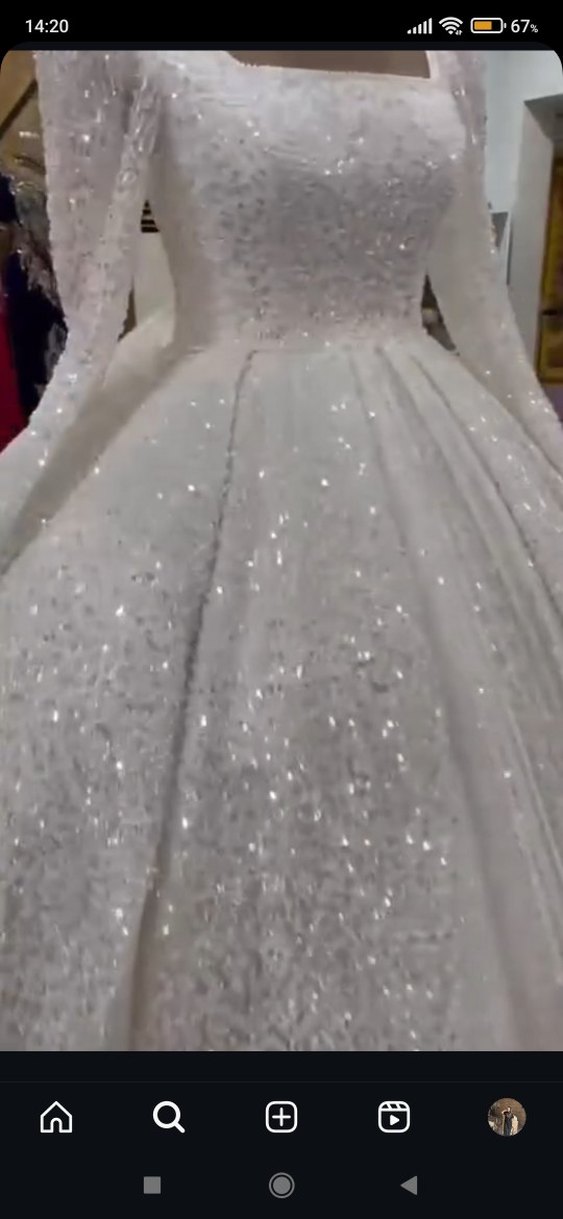 Uzun Kollu V Yaka Prenses Gelinlik - Görsel 5