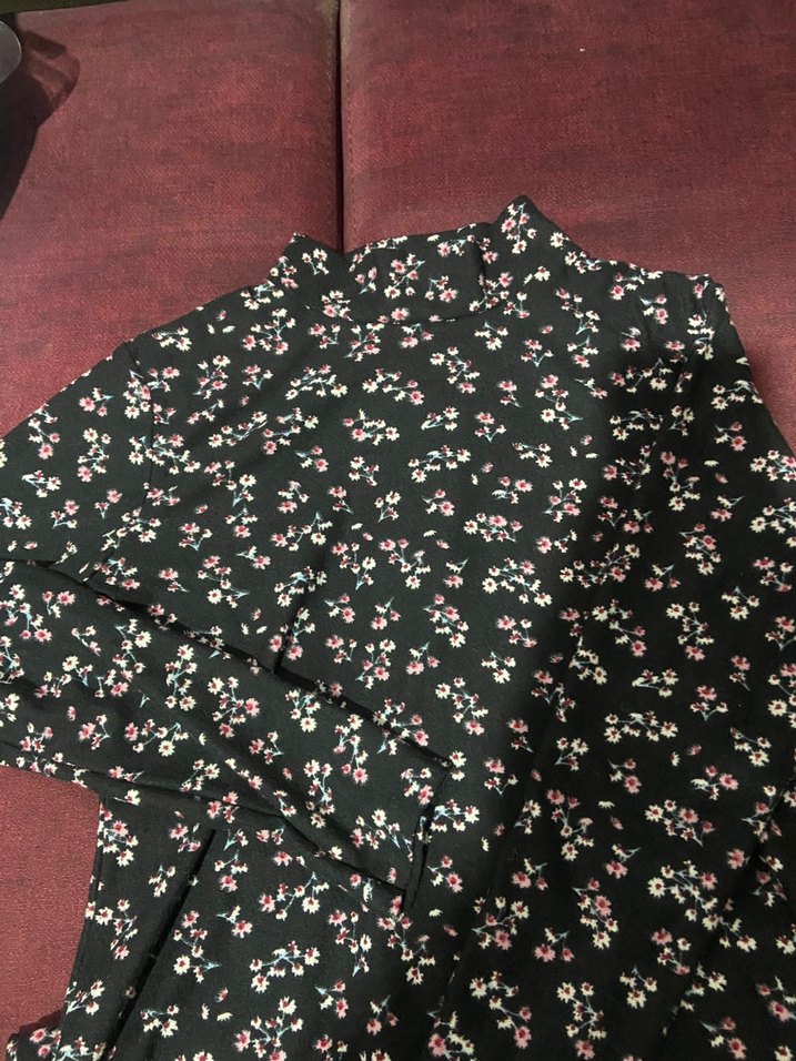 Desenli Siyah Midi elbise - Görsel 2