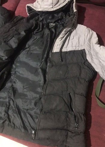 Gri erkek Midi Kışlık Mont - Görsel 4