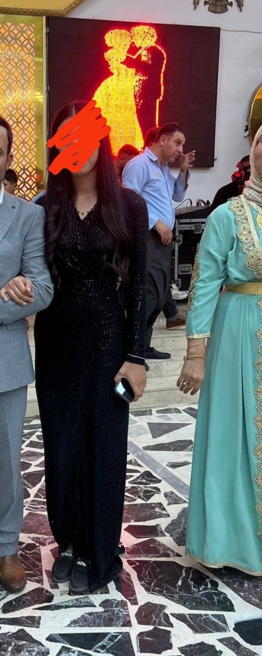 Siyah Uzun Kollu V Yaka Yılan Desenli Kadın Elbise - Görsel 2