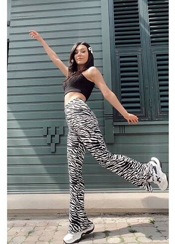 Zebra Desenli İspanyol pantolon