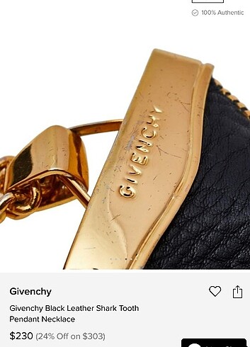 Beden altın Renk Givenchy Shark Tooth Kolye (nadir/yurtdışından)