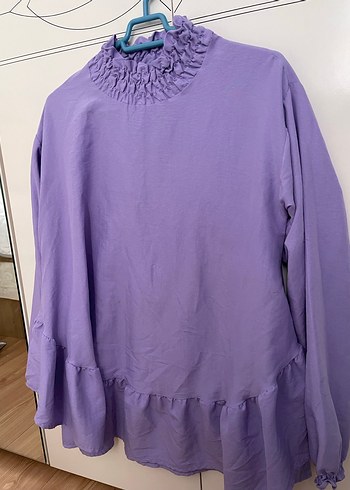 Fırfırlı Mor Hamile Bluzu - Görsel 2