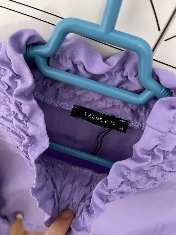 Fırfırlı Mor Hamile Bluzu - Görsel 4