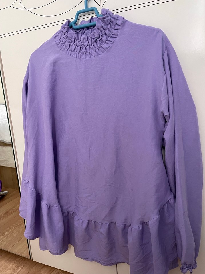 Fırfırlı Mor Hamile Bluzu - Görsel 2