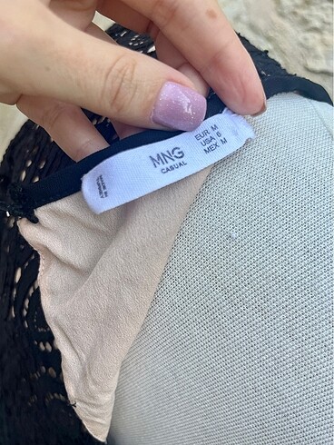 Mango siyah güpür elbise - Görsel 5