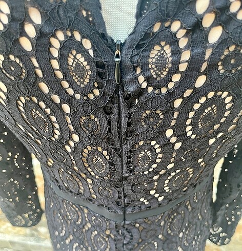 Mango siyah güpür elbise - Görsel 6