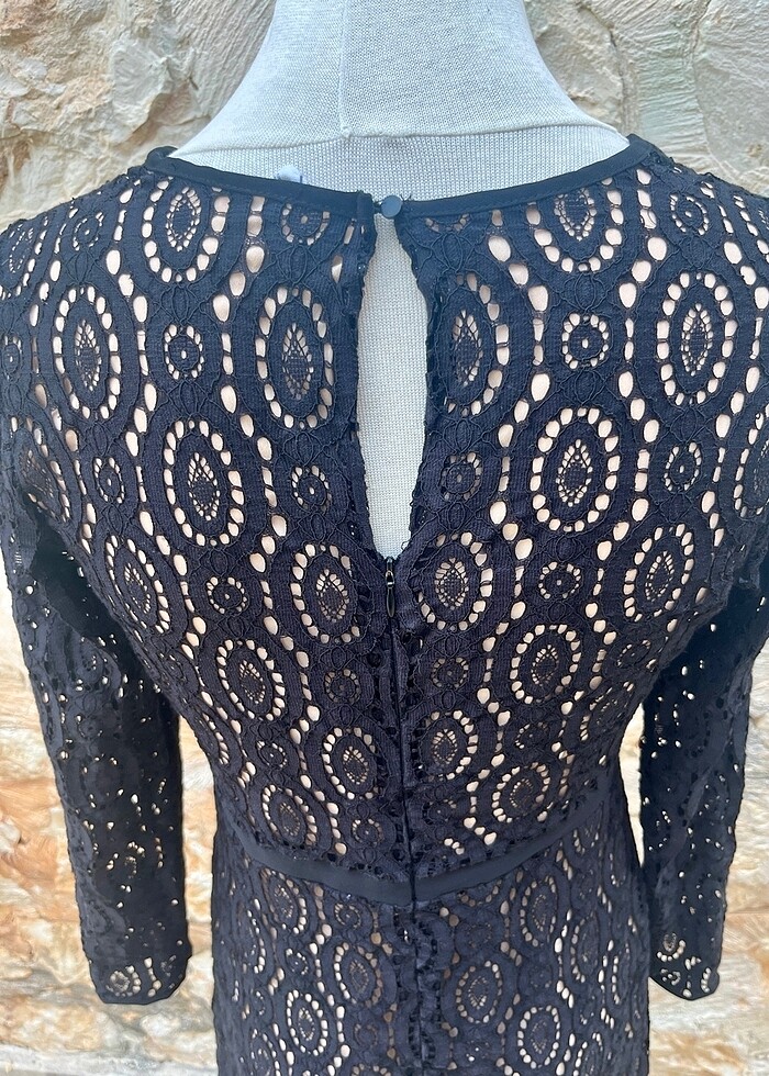 Mango siyah güpür elbise - Görsel 4