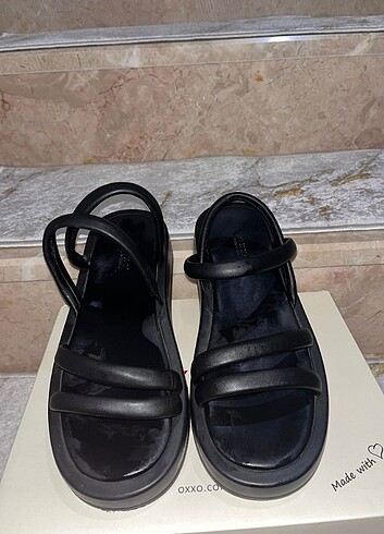 40 Beden siyah Renk Oxxo siyah bantlı sandalet 
