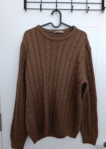 Kahverengi Örgü Kadın Kazak - Görsel 7