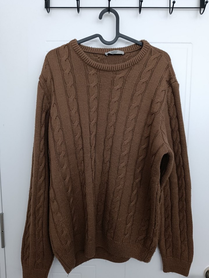 Kahverengi Örgü Kadın Kazak - Görsel 5