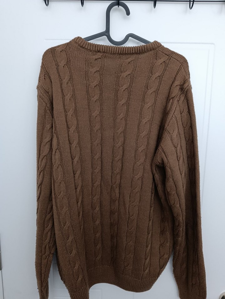 Kahverengi Örgü Kadın Kazak - Görsel 3