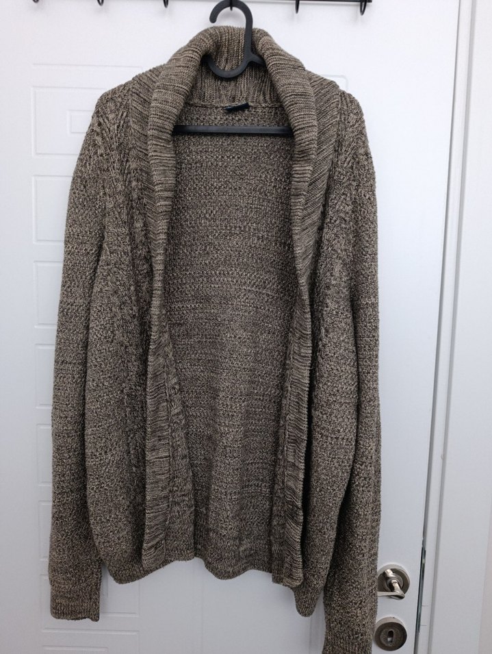 Erkek Kahverengi Triko Hırka, Rahat Kesim - Görsel 3