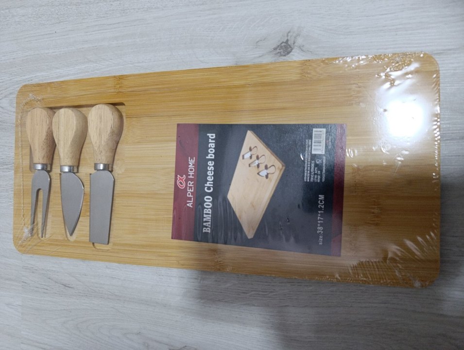 Parlak Bej Bambu Peynir Kesme Tahtası - Görsel 3