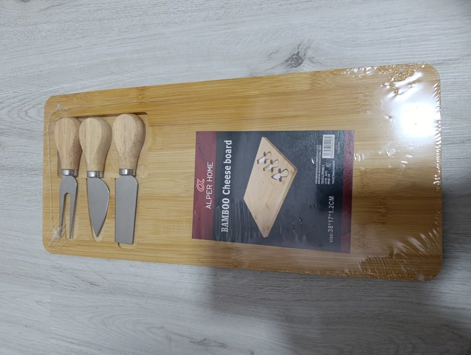 Parlak Bej Bambu Peynir Kesme Tahtası - Görsel 2