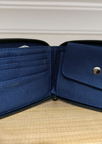 KadinLacivert Kot Fermuarlı Cüzdan - Görsel 2