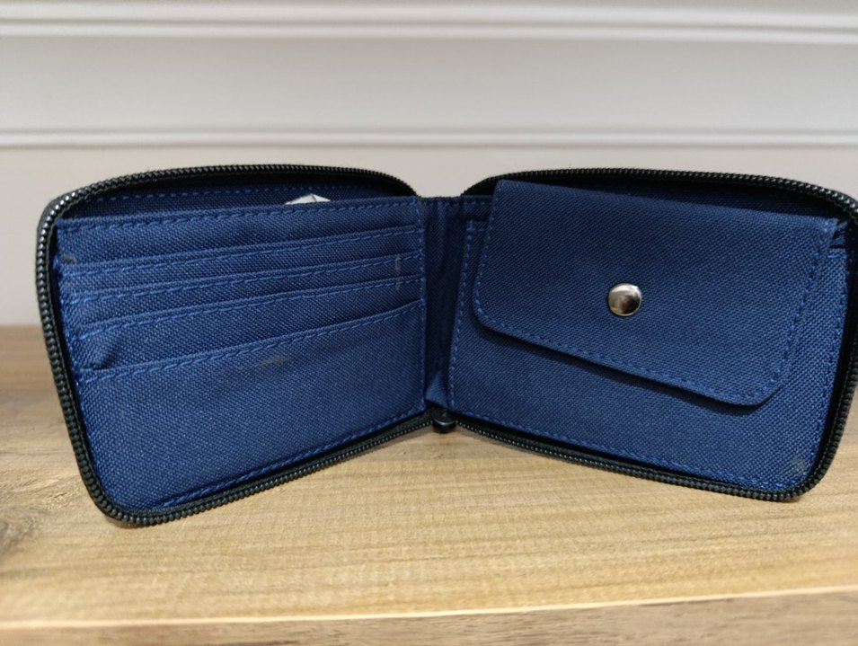 KadinLacivert Kot Fermuarlı Cüzdan - Görsel 5