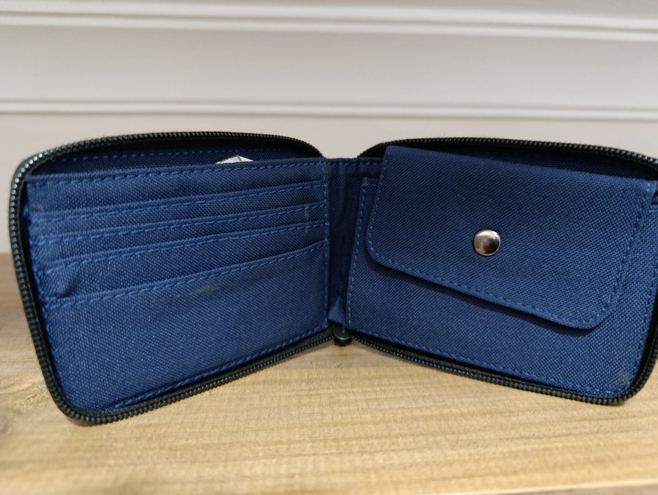 KadinLacivert Kot Fermuarlı Cüzdan - Görsel 2
