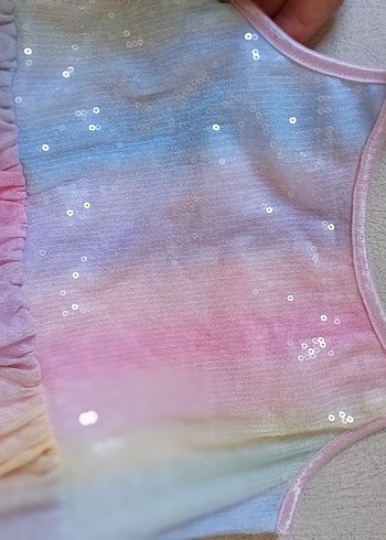 H&M Parlak Simli Pastel Renk Kız Elbisesi