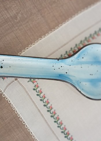 Paşabahçe Pastel Mavi Seramik Kaşık Altlığı