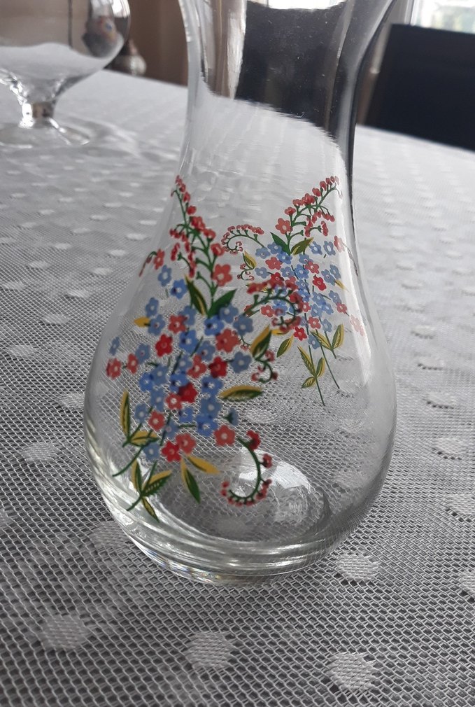 Çiçek Desenli Renkli Cam Vazo - Görsel 2