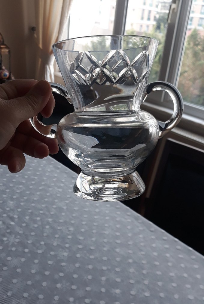 Çift Kulplu Şeffaf Cam Kupa - Görsel 3