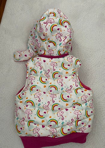 Kapüşonlu, Kürklü, Renkli Kız Çocuk Yelek - Görsel 4