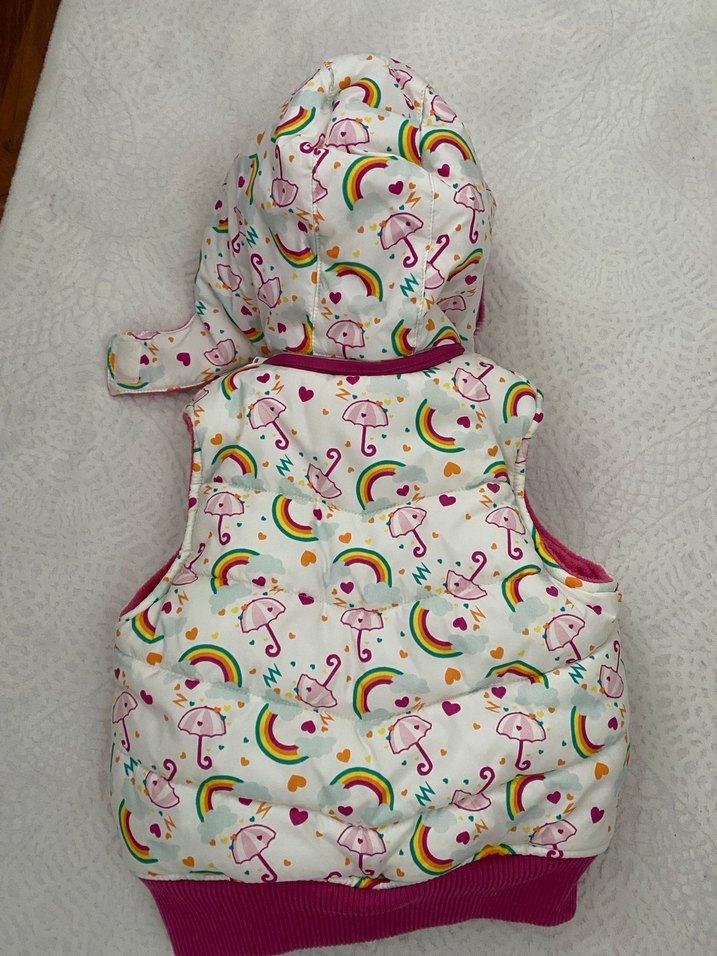 Kapüşonlu, Kürklü, Renkli Kız Çocuk Yelek - Görsel 4