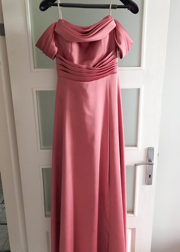 Pembe Drapeli Uzun Abiye Elbise - Görsel 5