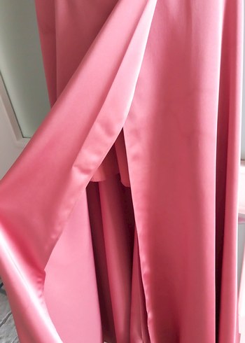 Pembe Drapeli Uzun Abiye Elbise - Görsel 4