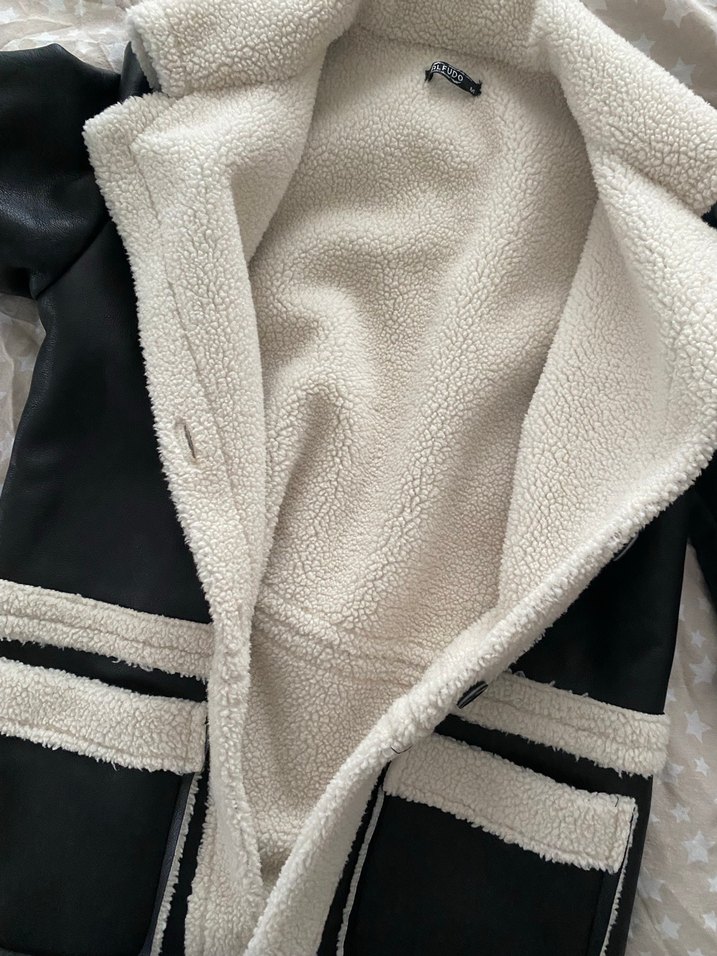 Siyah Deri Kadın Kaban Kürklü Detaylı - Görsel 3