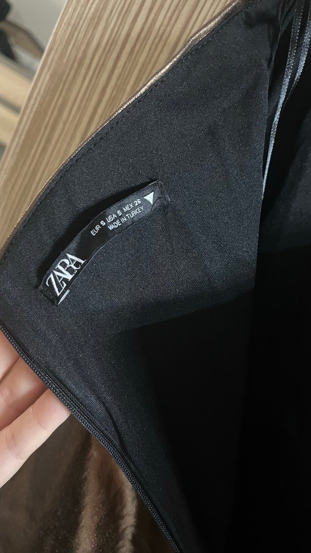 Parlak bakır Deri Midi Elbise - Görsel 4