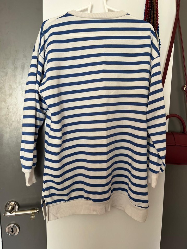 Mavi Çizgili Uzun kollu sweatshirt - Görsel 4