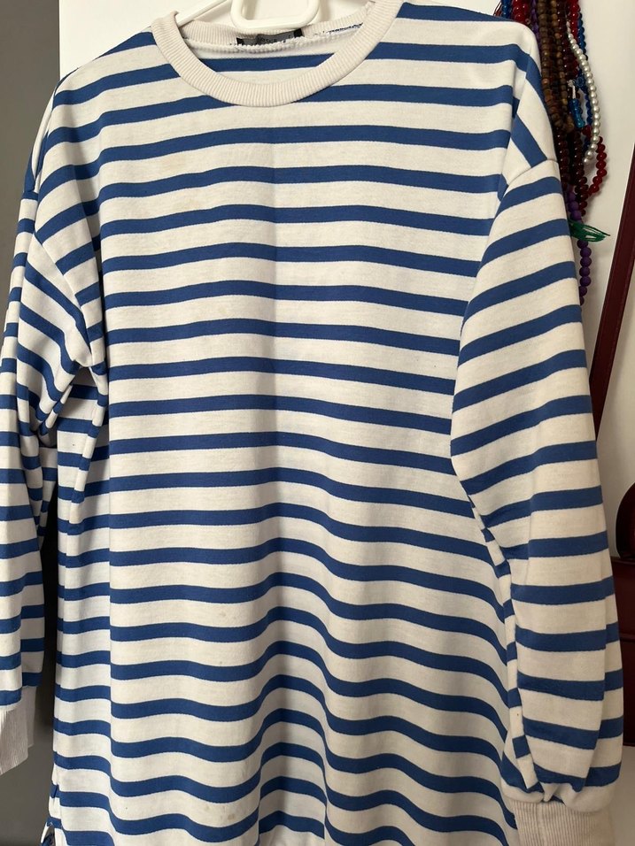 Mavi Çizgili Uzun kollu sweatshirt - Görsel 5