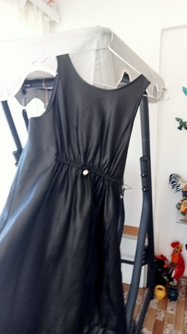 Siyah Deri V Yaka Hamile Tulum - Görsel 2