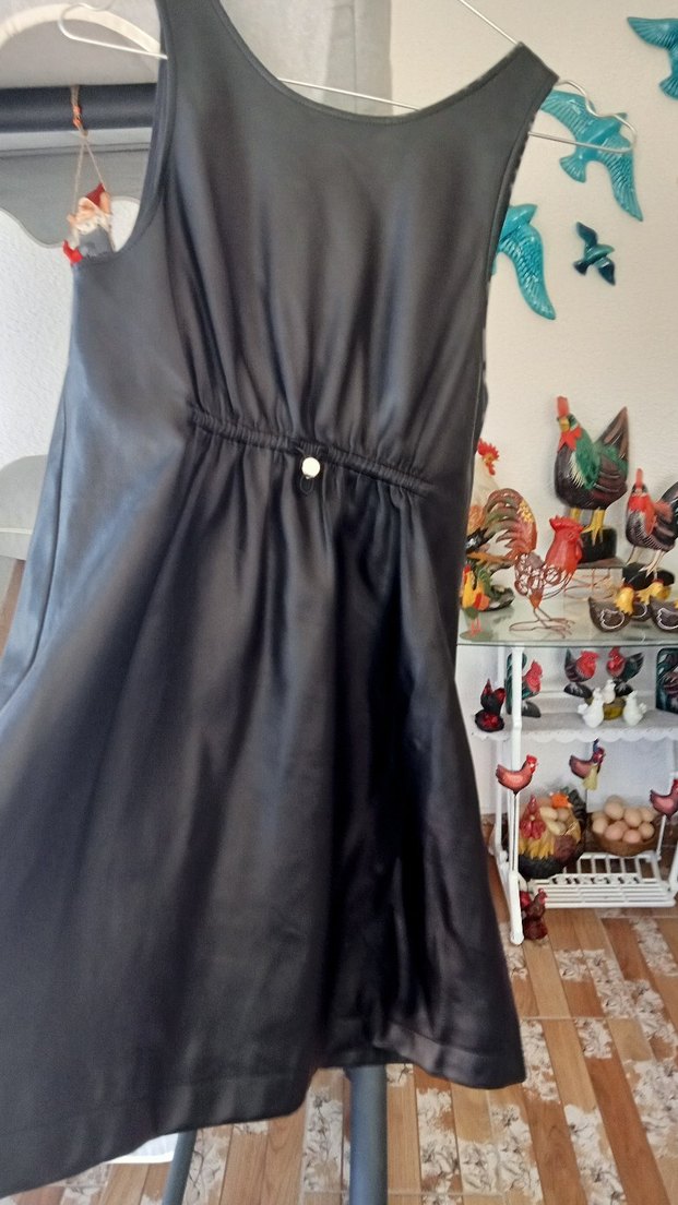 Siyah Deri V Yaka Hamile Tulum - Görsel 5