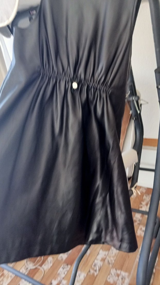 Siyah Deri V Yaka Hamile Tulum - Görsel 4