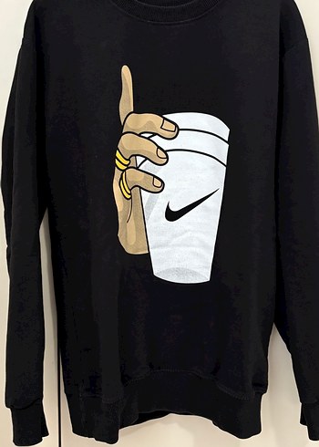 Siyah Baskılı Oversize Sweatshirt
