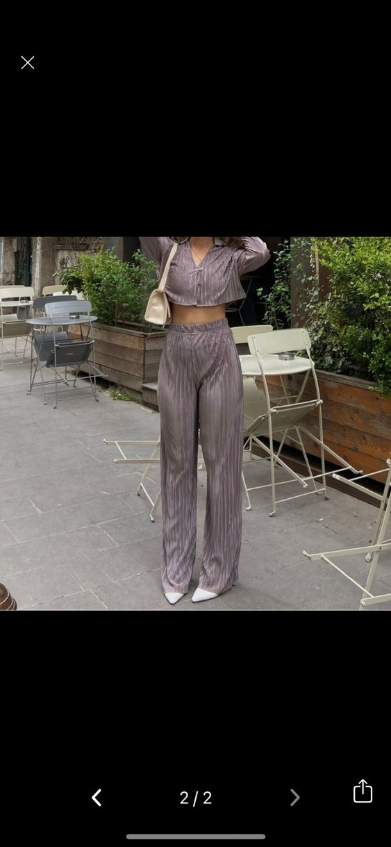 Holy lolly Pilili Rahat Kesim Kadın Kumaş Pantolon - Görsel 2