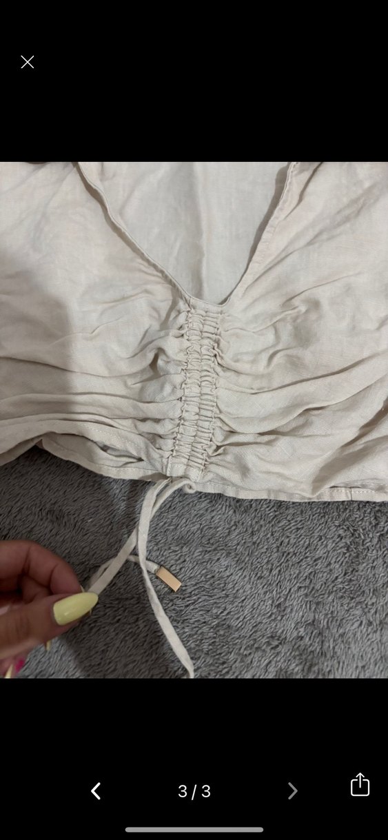 Network Bej Keten Mini Gömlek - Görsel 3