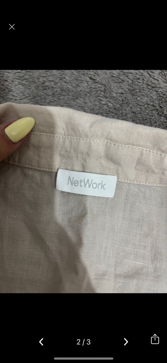 Network Bej Keten Mini Gömlek - Görsel 2