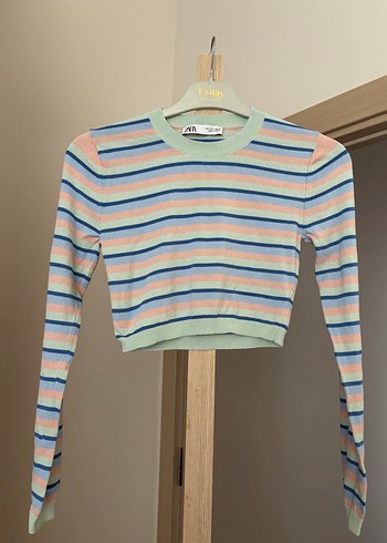 ZARA Çizgili Pastel Renkli Kadın Triko Kazak