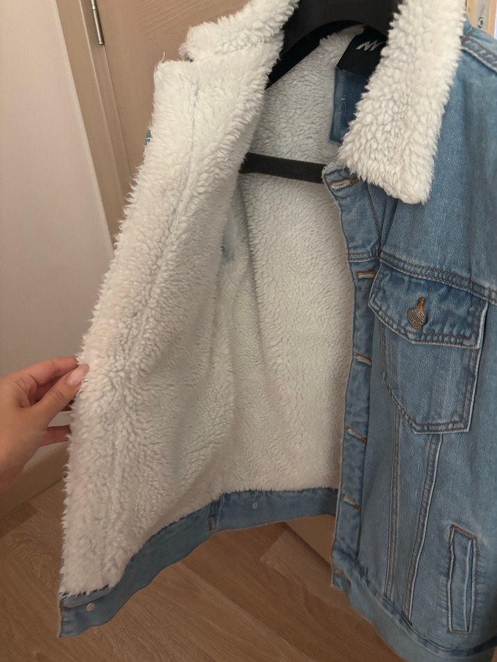 peluş kot ceket - Görsel 2