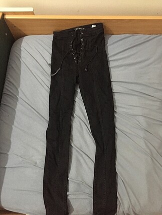siyah yüksek bel bağlamalı pantolon