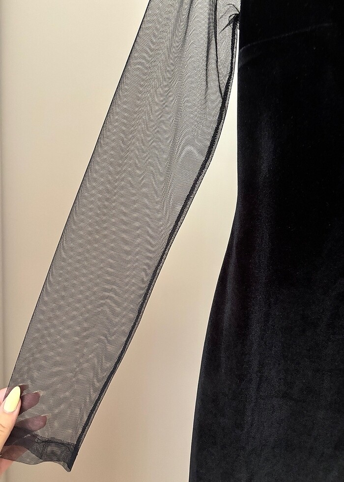 siyah kadife elbise - Görsel 3