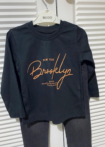 2 adet Beyaz ve siyah Baskılı Uzun Kollu  pantolonlu takım - Görsel 6