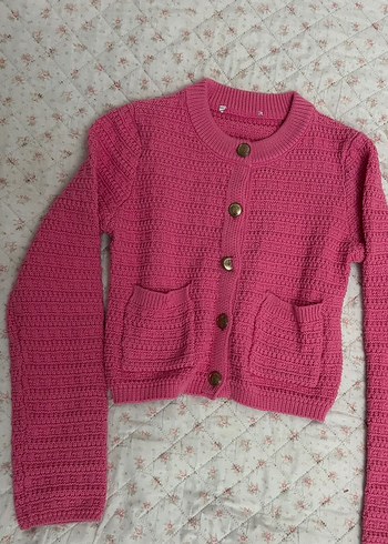 Pembe Triko Kadın Hırka - Görsel 3