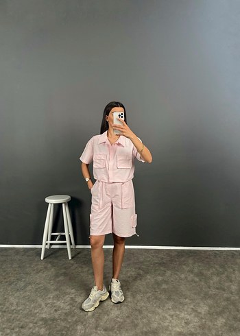 Pembe Kısa Kollu Kadın takım ikili - Görsel 3