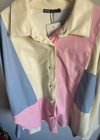 Pastel Renkli Düğmeli Uzun Kollu Gömlek